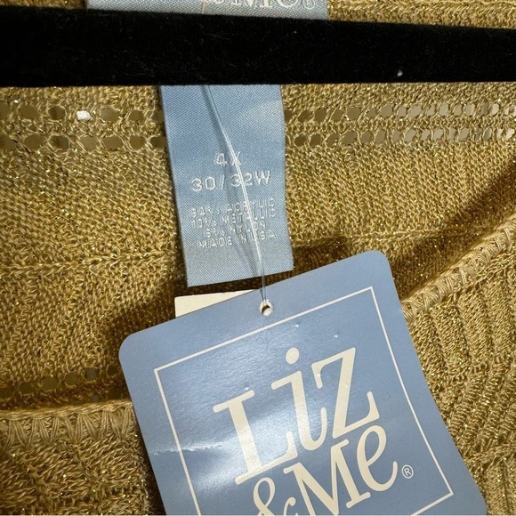 Metalic Gold Glitter formal evening holiday Batwing open knit sweater plus 4X - Picture 6 of 13